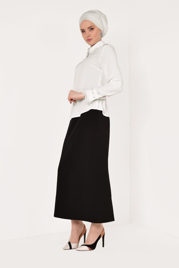Vêtements hijab  T 1246 AYTE-PÜSKÜLLÜ İŞLEME DETAYLI BLUZ - TRENDTESETTÜR