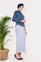 Hijab clothing NAVY BLUE T 1246 AYTE-PÜSKÜLLÜ İŞLEME DETAYLI BLUZ