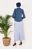 Hijab clothing NAVY BLUE T 1246 AYTE-PÜSKÜLLÜ İŞLEME DETAYLI BLUZ