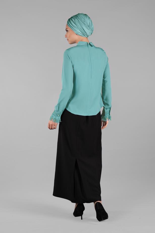 Tesettür giyim  PÜSKÜLLÜ İŞLEME DETAYLI BLUZ 1246  - TRENDTESETTÜR