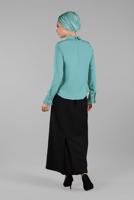 Tesettür giyim YEŞİL PÜSKÜLLÜ İŞLEME DETAYLI BLUZ 1246 