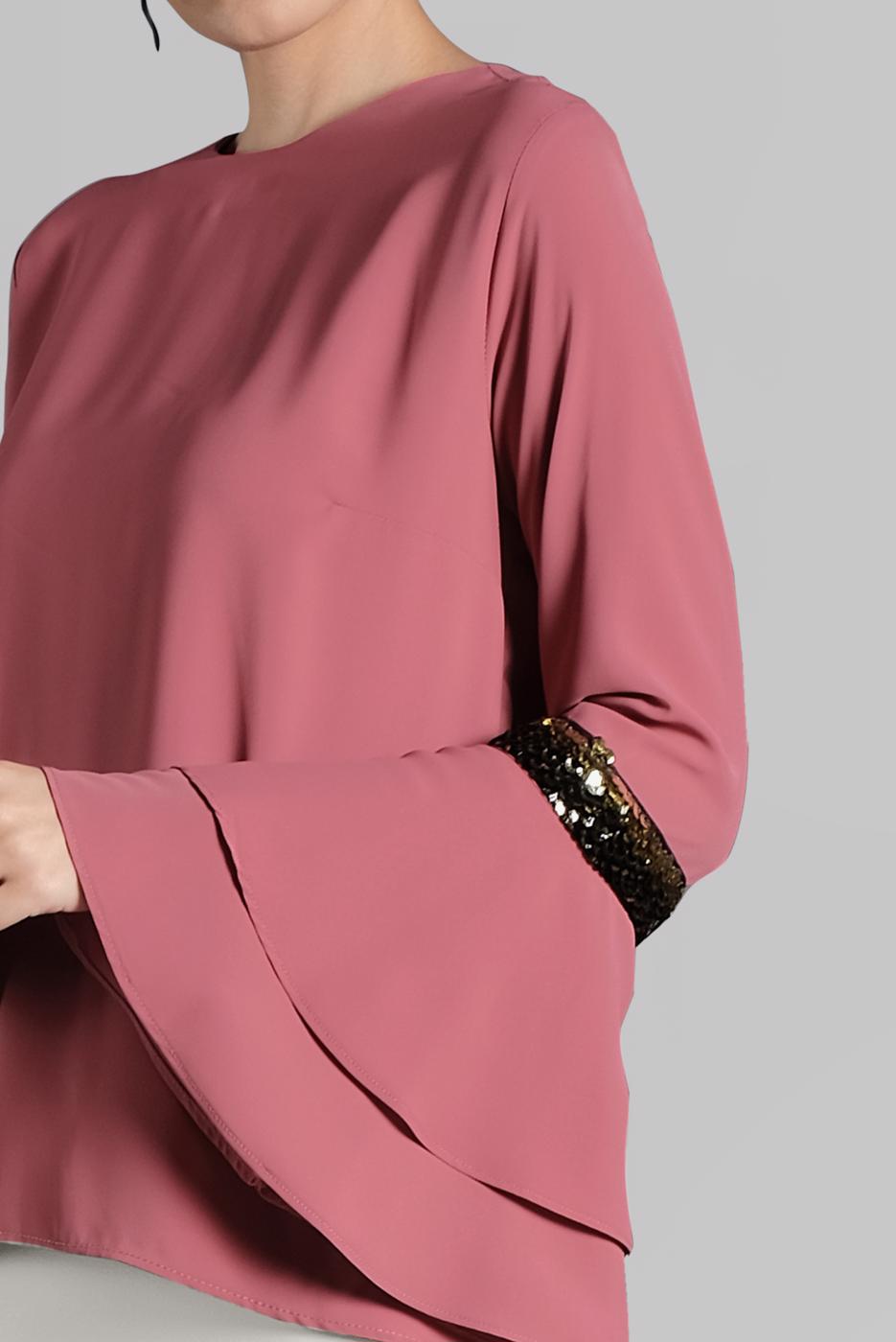 Tesettür giyim MERCAN KOLLARI PUL PAYET DETAYLI BLUZ 1496