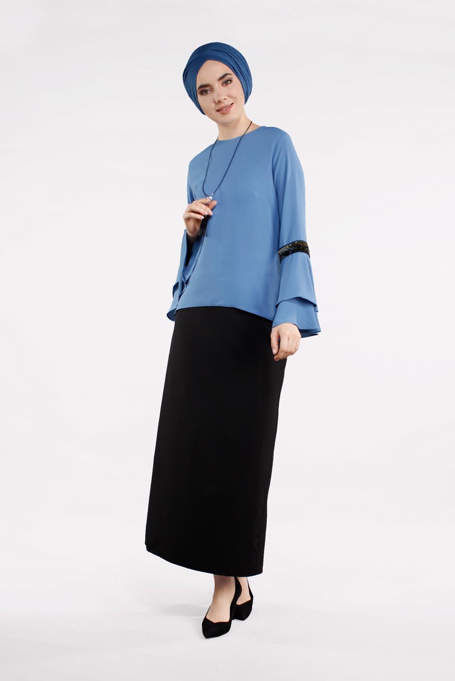 Vêtements hijab BLEU MARINE  Chemisier T 1496 