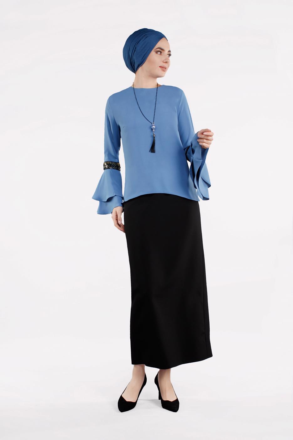Vêtements hijab BLEU MARINE  Chemisier T 1496 