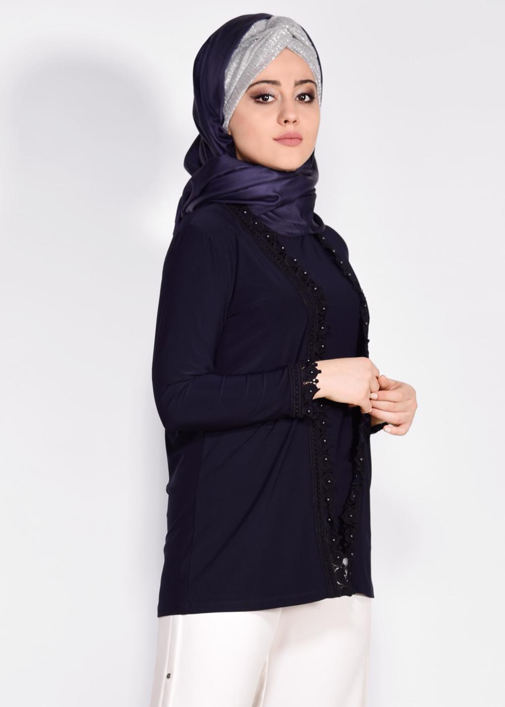 Hijab clothing NAVY BLUE T 2802 Alvina Vizona 2′li Bluz
