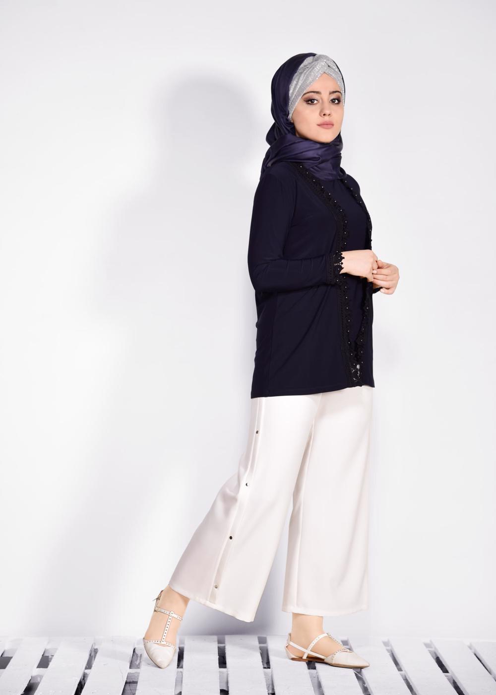 Vêtements hijab BLEU MARINE T 2802 Alvina Vizona 2′li Bluz
