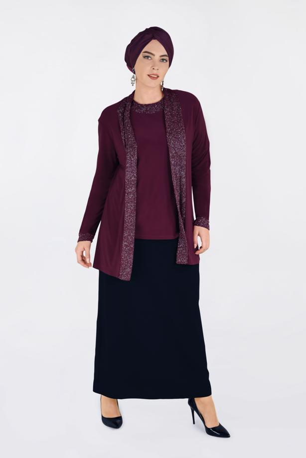 Vêtements hijab ROUGE BORDEAUX T 2806 Alvina Vizona 2′li Bluz - TRENDTESETTÜR