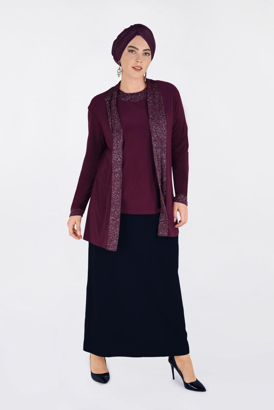 Vêtements hijab ROUGE BORDEAUX T 2806 Alvina Vizona 2′li Bluz