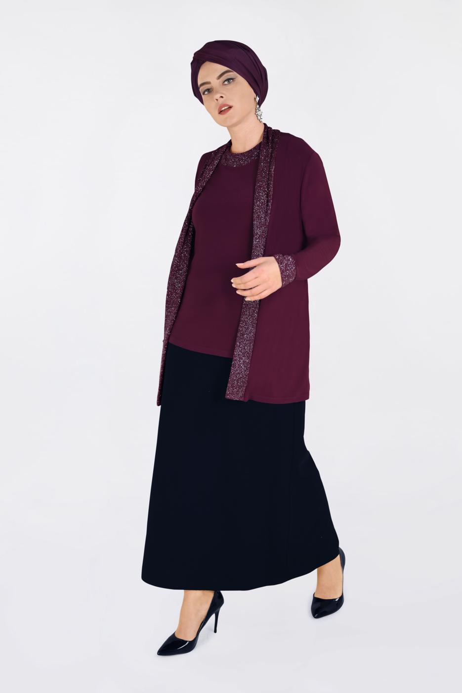Vêtements hijab ROUGE BORDEAUX T 2806 Alvina Vizona 2′li Bluz
