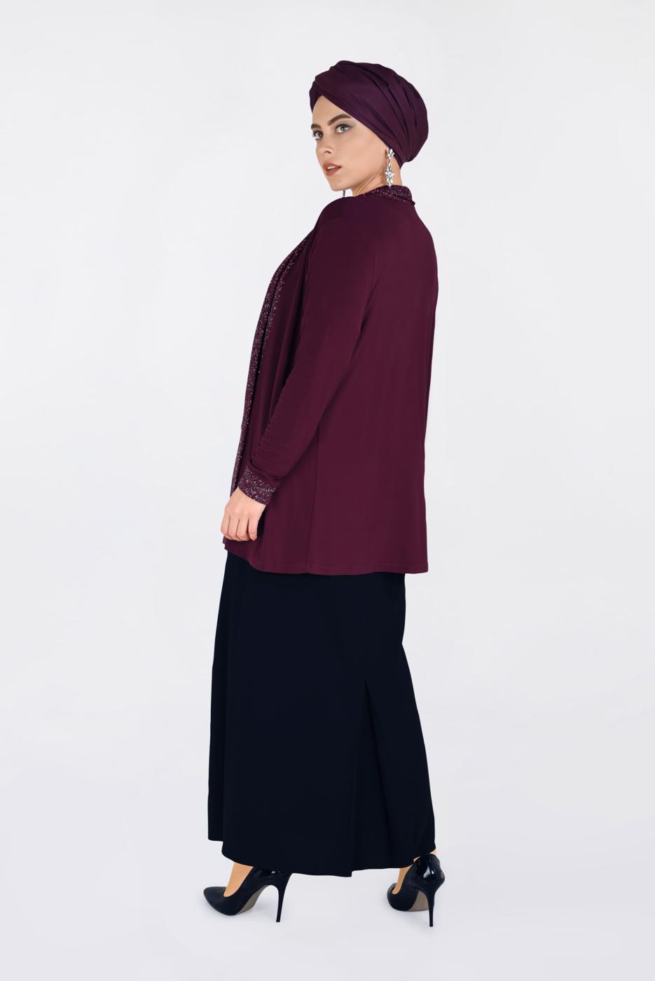 Vêtements hijab ROUGE BORDEAUX T 2806 Alvina Vizona 2′li Bluz