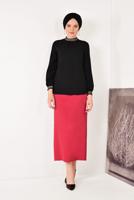 Vêtements hijab NOIR T 3001 STN-HAKİM YAKA ŞİFON BLUZ