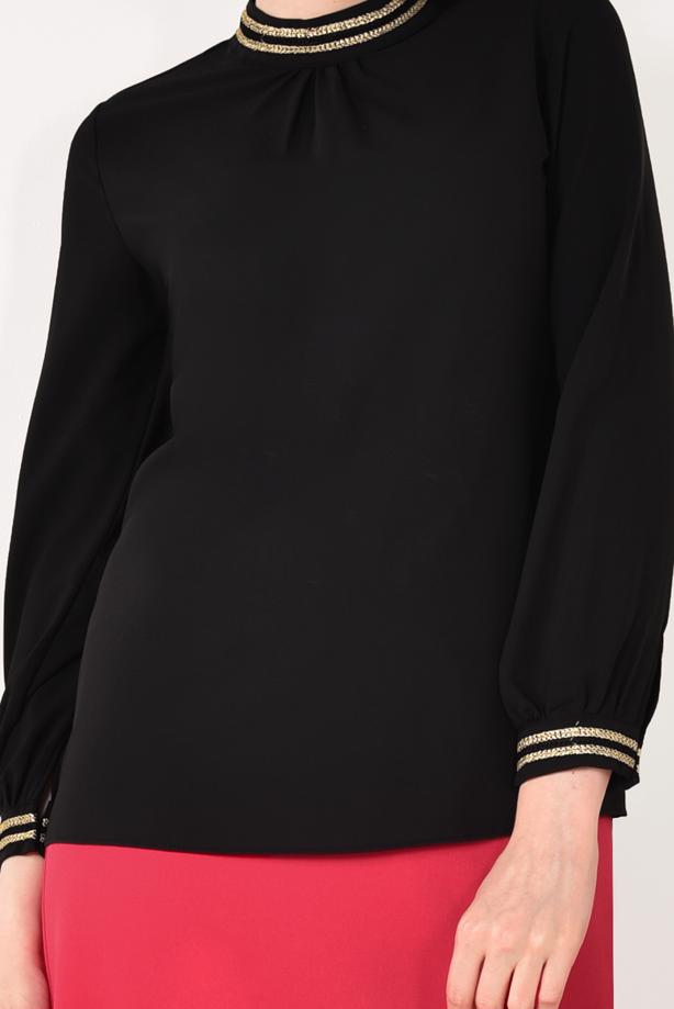 Vêtements hijab  T 3001 STN-HAKİM YAKA ŞİFON BLUZ - TRENDTESETTÜR
