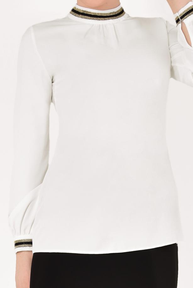 Vêtements hijab  T 3001 STN-HAKİM YAKA ŞİFON BLUZ - TRENDTESETTÜR