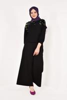 Hijab clothing BLACK T 3301 STN-YARASAKOL PULLU BLUZ