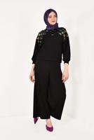Hijab clothing BLACK T 3301 STN-YARASAKOL PULLU BLUZ