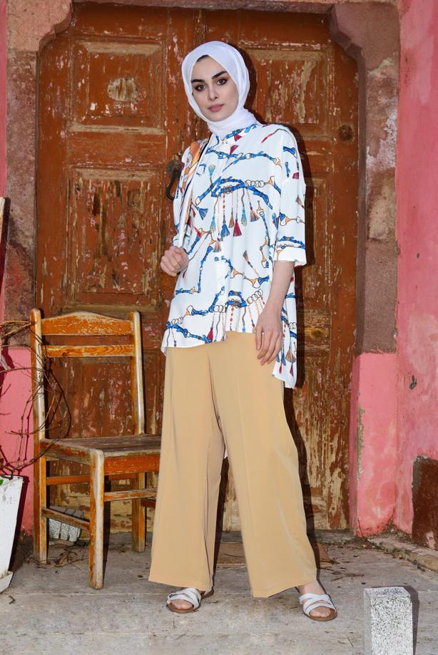 Vêtements hijab  T 4002 STN-YIRTMAÇLI ASİMETRİK BLUZ - TRENDTESETTÜR