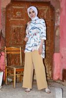 Vêtements hijab ÉCRU T 4002 STN-YIRTMAÇLI ASİMETRİK BLUZ