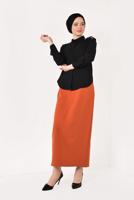 Hijab clothing BLACK T 4152 STN-OMUZLARI ZİNCİR DETAYLI BLUZ