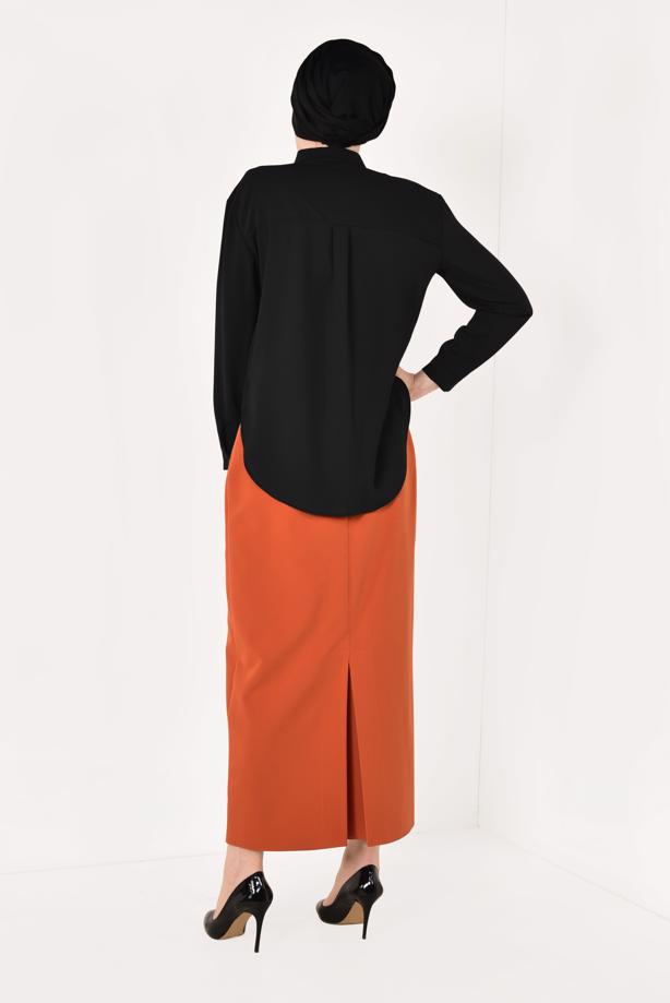 Vêtements hijab  T 4152 STN-OMUZLARI ZİNCİR DETAYLI BLUZ - TRENDTESETTÜR