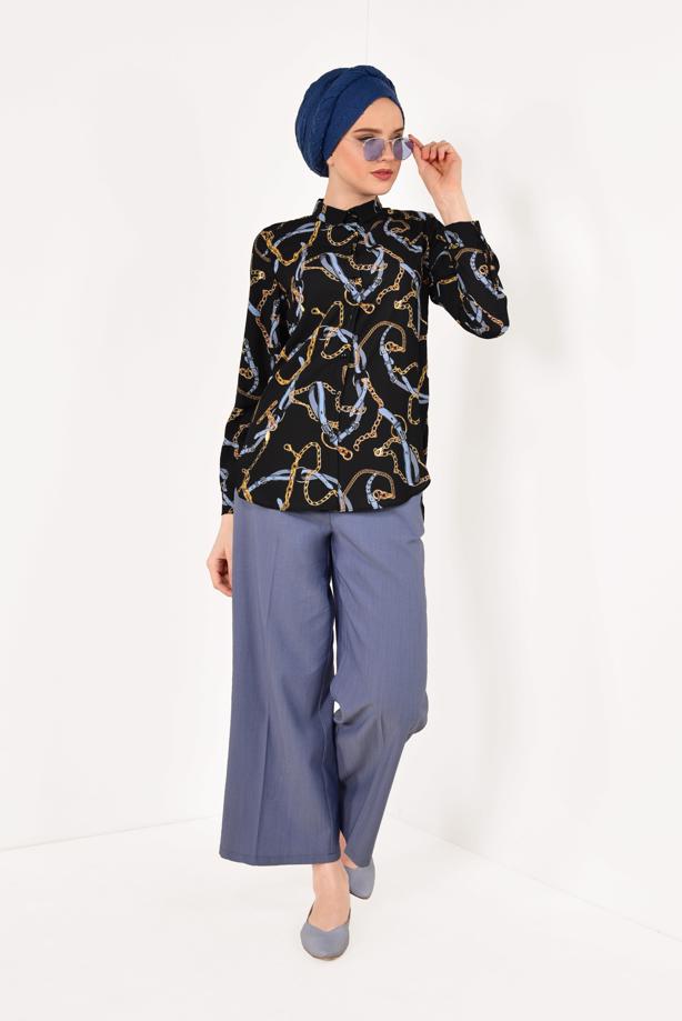 Tesettür giyim  ZİNCİR DESENLİ GÖMLEK 5002 - TRENDTESETTÜR