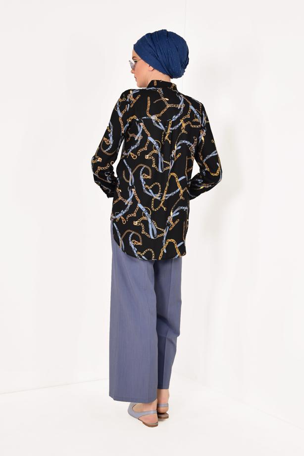 Tesettür giyim  ZİNCİR DESENLİ GÖMLEK 5002 - TRENDTESETTÜR