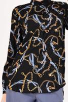 Tesettür giyim SİYAH ZİNCİR DESENLİ GÖMLEK 5002