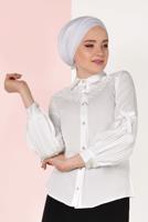Hijab clothing CREAM PLEATED BLOUSE T 5046
