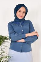 Hijab clothing NAVY BLUE PLEATED BLOUSE T 5046