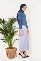 Hijab clothing NAVY BLUE PLEATED BLOUSE T 5046