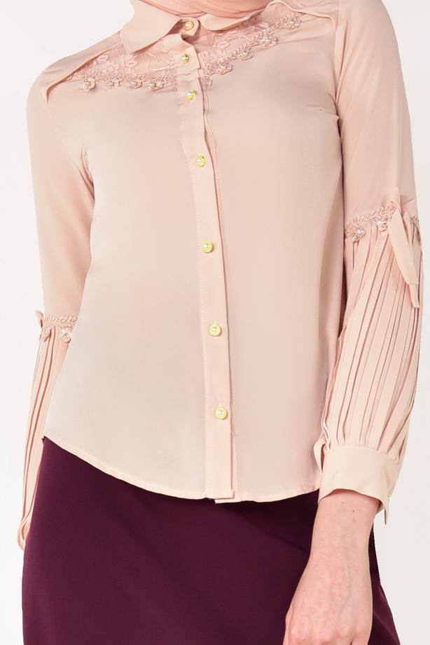 Vêtements hijab  PLEATED BLOUSE T 5046 - TRENDTESETTÜR