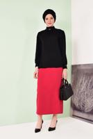 Tesettür giyim SİYAH YAKA KISMI PAYET  DETAYLI BÜZGÜLÜ BLUZ 5201