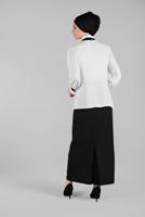 Tesettür giyim EKRU YAKA KISMI PAYET  DETAYLI BÜZGÜLÜ BLUZ 5201