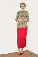 Vêtements hijab BEIGE T 5402 STN-LEOPAR DESENLİ ŞİFONLU BLUZ