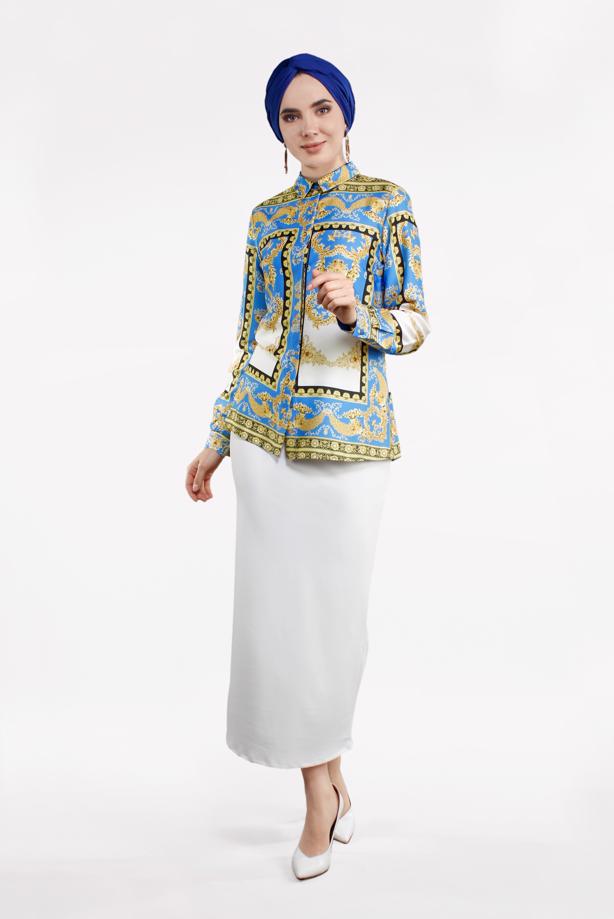 Hijab-Kleidung  ETNİK DESENLİ BLUZ 6002  - TRENDTESETTÜR