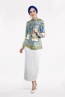 Tesettür giyim EKRU ETNİK DESENLİ BLUZ 6002 