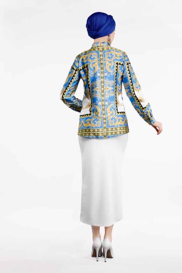 Hijab-Kleidung  ETNİK DESENLİ BLUZ 6002  - TRENDTESETTÜR