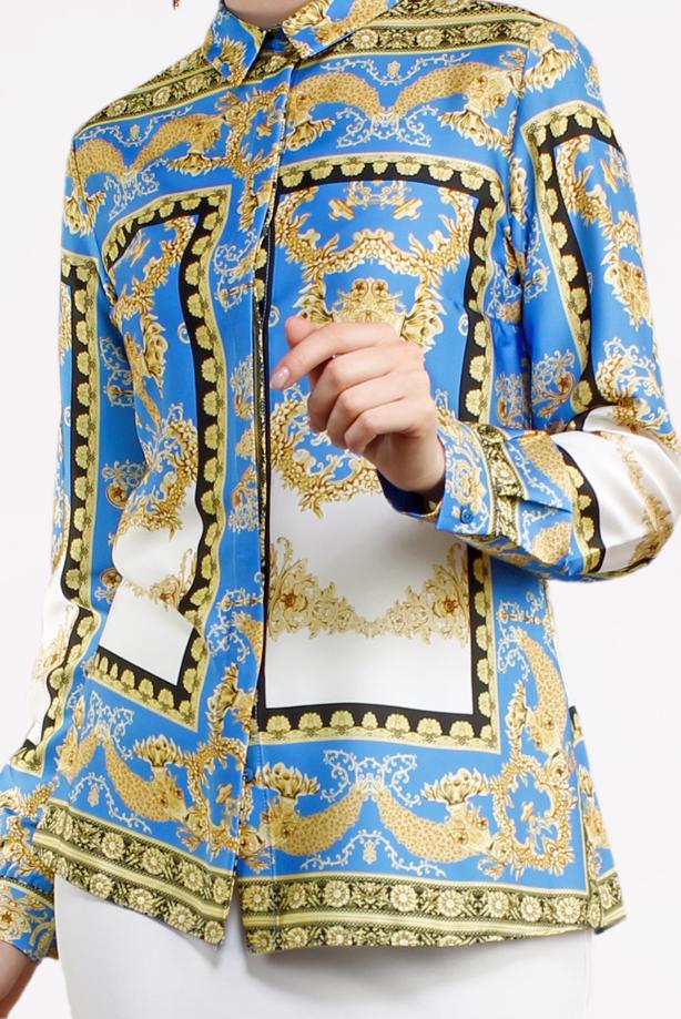 Hijab-Kleidung  ETNİK DESENLİ BLUZ 6002  - TRENDTESETTÜR