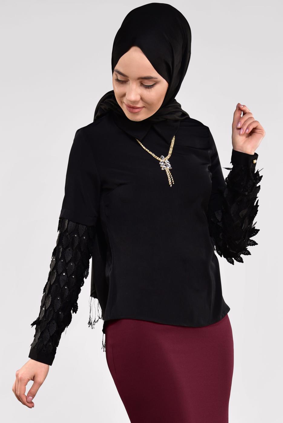 Vêtements hijab NOIR  Chemisier T 6046 