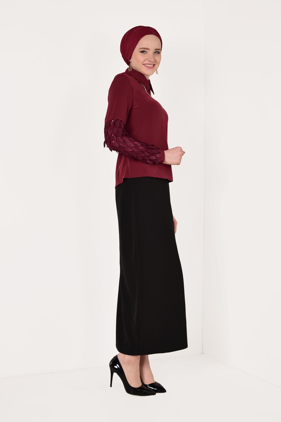 Vêtements hijab ROUGE BORDEAUX  Chemisier T 6046