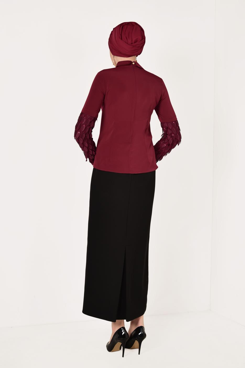 Vêtements hijab ROUGE BORDEAUX  Chemisier T 6046