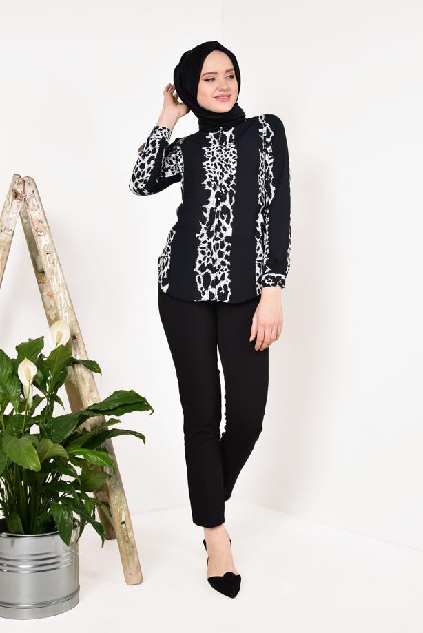 Hijab clothing  Patterned Chiffon Blouse T 6202  - TRENDTESETTÜR