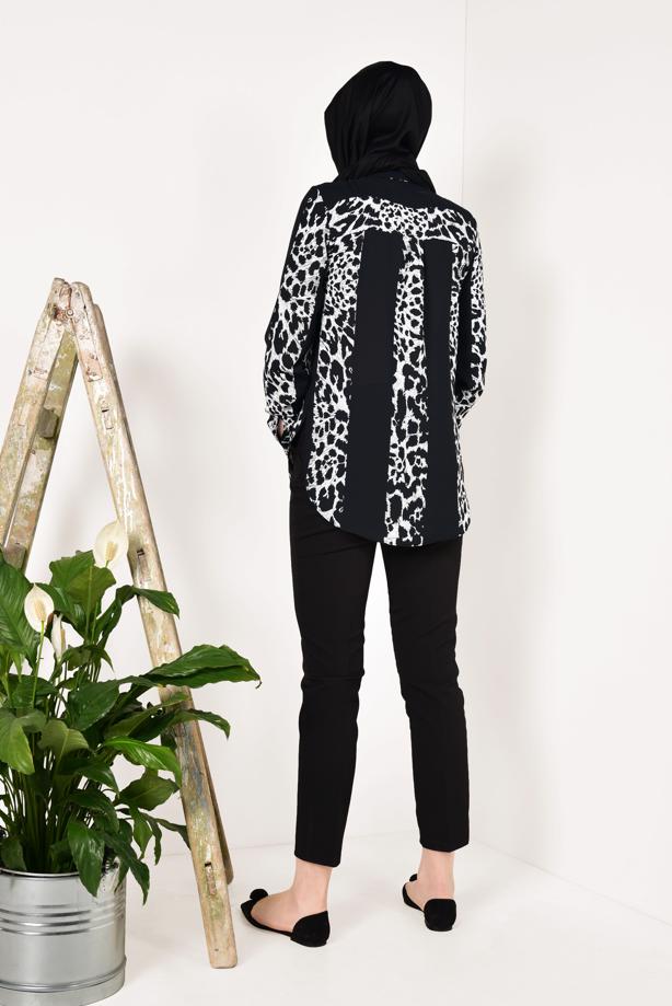 Hijab clothing  Patterned Chiffon Blouse T 6202  - TRENDTESETTÜR