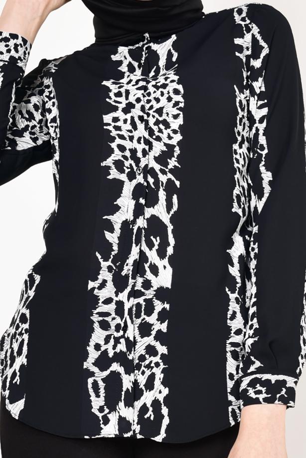 Hijab clothing  Patterned Chiffon Blouse T 6202  - TRENDTESETTÜR
