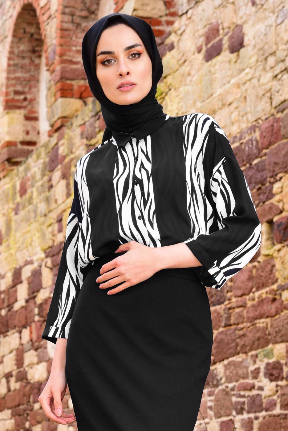 Vêtements hijab NOIR  Chemisier T 7202 