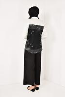 Hijab clothing ECRU T 8002 STN- SIRT DETAYLI ŞİFON BLUZ