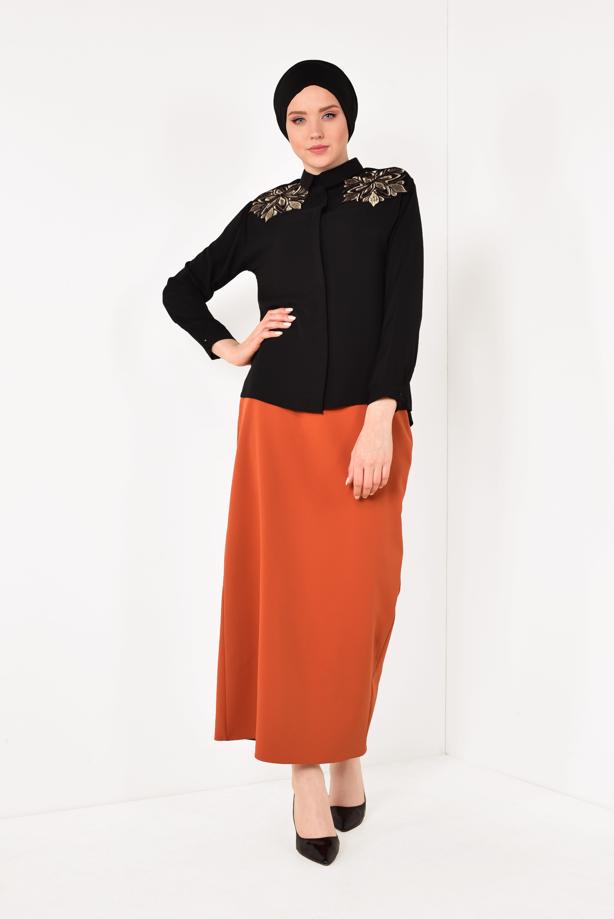 Vêtements hijab  T 8102 STN-NAKIŞLI ŞİFON BLUZ - TRENDTESETTÜR