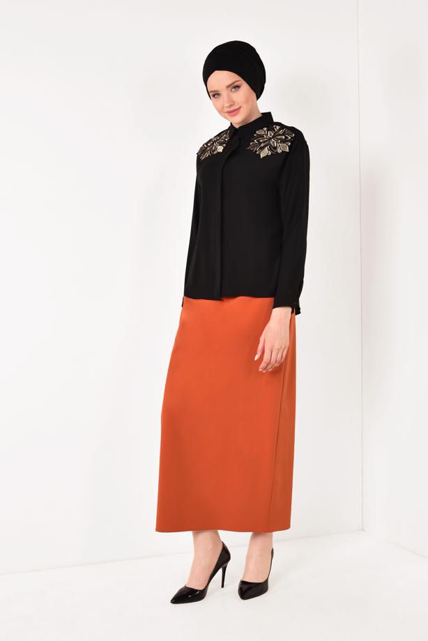 Vêtements hijab  T 8102 STN-NAKIŞLI ŞİFON BLUZ - TRENDTESETTÜR