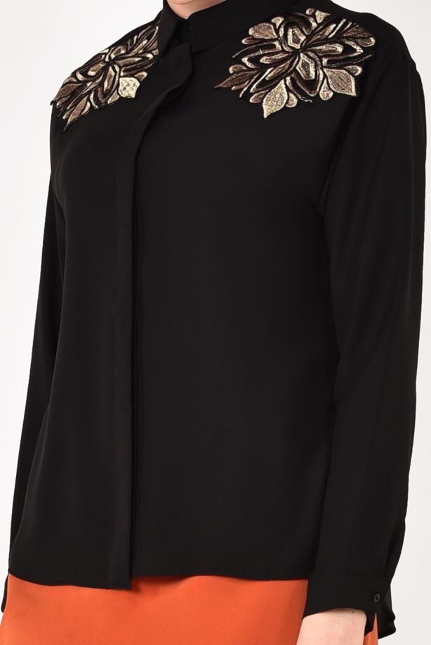 Vêtements hijab  T 8102 STN-NAKIŞLI ŞİFON BLUZ - TRENDTESETTÜR