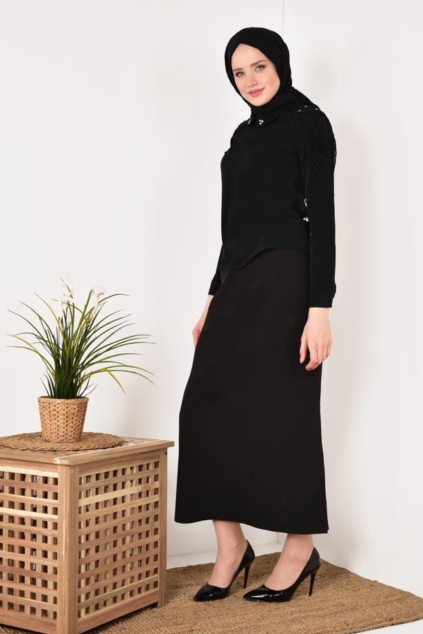 Vêtements hijab  Collar and Shoulder Bead Detailed Blouse T 8146 - TRENDTESETTÜR