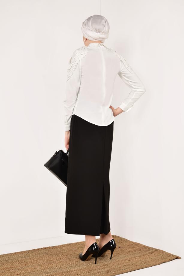 Vêtements hijab  Collar and Shoulder Bead Detailed Blouse T 8146 - TRENDTESETTÜR